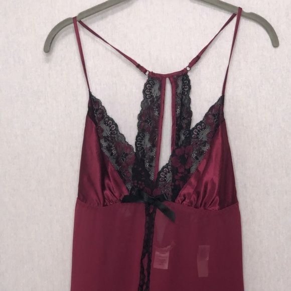 LINEA DONATELLA Lace Trim Satin & chiffon chemise - Picture 3 of 9